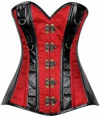 Daisy Corsets Top Drawer Brocade & Faux Leather Steel Boned Corset Underwear