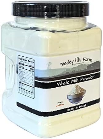 Whole milk powder By Medley Hills Farm in Reusable Container 1 lb. - Great dry milk powder for baking - Product of USA