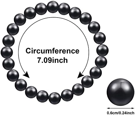 Hicarer 2 Pcs Shungite Bracelets for Men Women 6mm/8mm/10mm Black Shungite Protection Bracelet Stone Stretchy Energy Bracelet