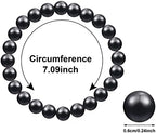 Hicarer 2 Pcs Shungite Bracelets for Men Women 6mm/8mm/10mm Black Shungite Protection Bracelet Stone Stretchy Energy Bracelet
