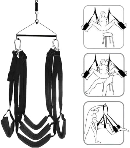 Adult Sex Swing Ceiling 360 Spinning Indoor Bedroom BDSM Bondage Swing Sex Toys for Adults Couples Heavy Duty Holds Up to 800LBS with Steel Triangle Frame and Sexy Straps Sweatshirt