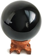 Mina Heal Natural Obsidian Crystal Ball for Meditation, Divination, Feng Shui, and Healing – Black Obsidian Sphere with Stand