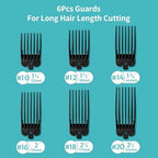 Clipper Guards Set 10 12 14 16 18 20 Compatible with Most Wahl Clippers, Clipper Guides Replacement - 1.25" to 2.5", 6 Piece Set, Black Color