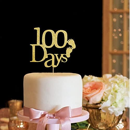100 Days Cake Topper, One Hundred Days Party Decorations, Baby Birthday Cake Toppers, Gold Glitter Baby Shower