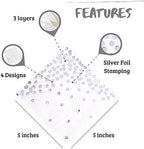 100 Silver Napkins - 4 Assorted Designs l 3-Ply Cocktail Napkins Paper Folded 5 x 5 Inches l Bar Napkins Disposable Party Napkin for Wedding Baby Shower Birthday (Assorted Pink)