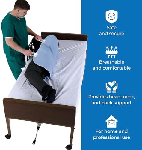 Patient Aid 34" x 36" Positioning Bed Pad with Handles - Incontinence Mattress Bedding Protector Liner Reusable Underpad with Handles & Straps for Easy Transfer - Washable Waterproof Positioning Pad