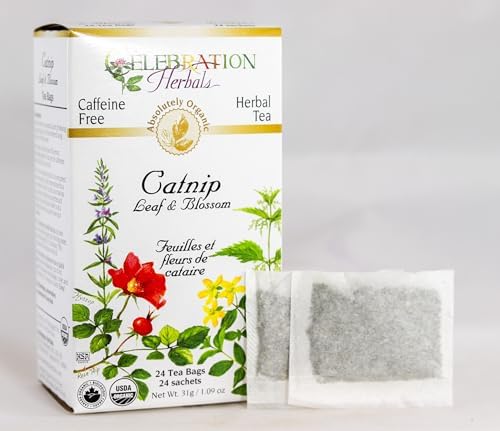 Celebration Herbals Organic Catnip Leaf and Blossom Tea Caffeine Free -- 24 Herbal Tea Bags
