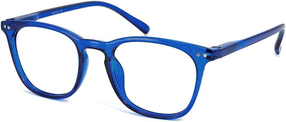 JiSoo Reading Glasses Women 2.5 Stylish Designer Readers 2.5, Womens Reading Glasses 2.5+ with Spring Hinge, Blue