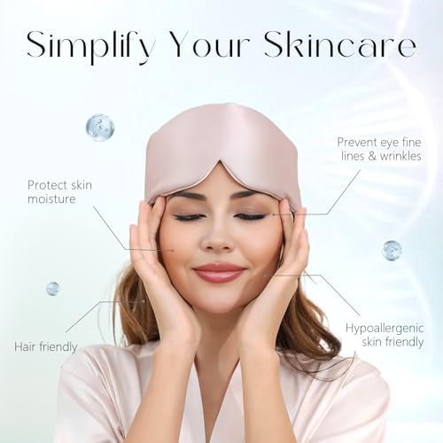 ZIMASILK 100% 22 Momme Mulberry Silk Sleep Mask - Full Silk Filled, Ultra-Soft & Breathable, Face-Hugging Blackout Eye Cover for Sleeping (Pink)