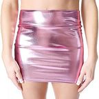SACASUSA Shiny Stretchy Metallic Liquid Wet Look Mini Skirts 10 Colors