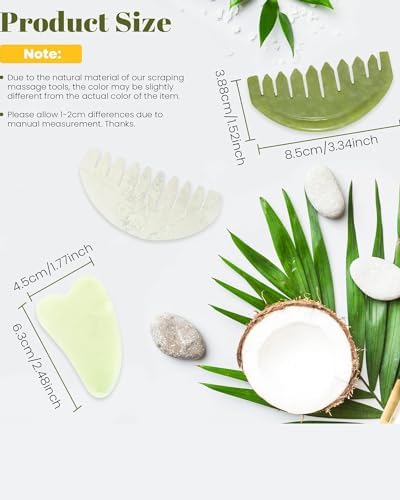 EORTA 3pcs Jade Massage Comb Board, Guasha Scalp Massager Comb, Multifunctional Jade Hair Combs for Scalp Face Neck Caring