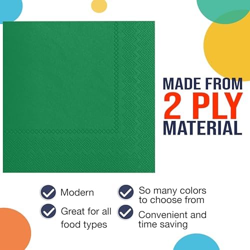 Party Solids Emerald Green Paper Napkins Disposable Everyday 200 Pcs 2 Ply Emerald Green Dinner Napkins Paper Everyday For Parties & Party Supplies
