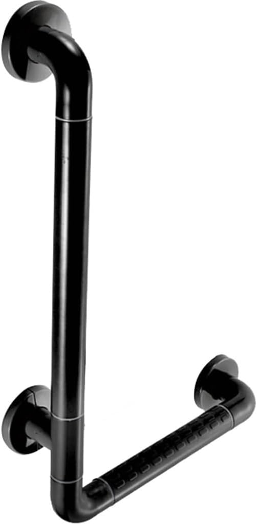 Bathroom Grab Bars Shower Assist Black L-Shaped Safety handrail,Bathroom Non-Slip Assist handrail with Luminous Circle,Can Bear 200kg (Color : Black, Size : 4060cm)