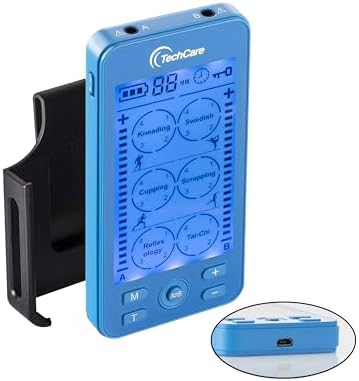 Tens Unit Plus 24 Rechargeable Electronic Pulse Massager Machine Multi Mode Device with All Accessories (Blue)