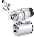 60X Pocket Microscope Portable Mini Microscope Handheld Jewelry Magnifier Loupe Glass LED Light Magnifying Microscope