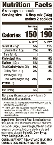 Betty Crocker Peanut Butter Cookie Mix, Makes twelve (12) 2-inch Cookies, 7.2 oz.