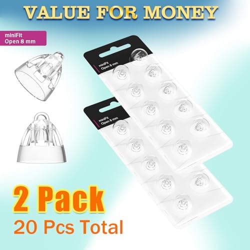 Hearing Aid Domes for Oticon MiniFit (8mm Open Vent Bass), Oticon Domes for Hearing Aid Supplies, Universal Domes for Hearing Aids Cleaning Kit Oticon Ear Tips Replacements (20 Pcs/2 Packs)