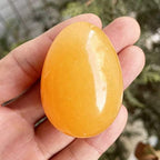 Polished Stone Egg for Easter Day, Palm/Pocket/Worry Enegry Healing Crystal Display Sphere Figurine Fengshui, Ice Yellow Jade 1.8" x 1.3"