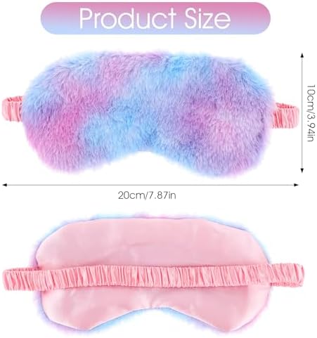 2 Pack Plush Sleeping Eye Mask Soft Plush Eye Mask Fuffy Eye Cover Comfortable Sleep Mask Blindfold Rainbow Faux Fur Eye Shade for Women, Men and Kids Travel Nap Sleeping