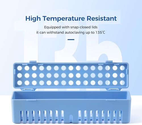 JMU Dental Instrument Sterilizat Case 5 Packs, Plastic Autoclave Cassette Case, Blue