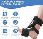 Plantar Fasciitis Night Splint - 3-Strap Support for Foot Drop & Achilles Tendonitis - Breathable Neoprene Foot Brace for Sleeping & Stretching - Adjustable Dorsal Splint for Men & Women, Black, 1 Count