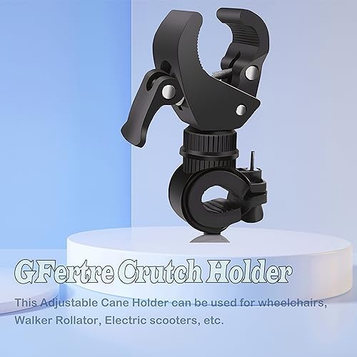 2Pcs Cane Holder for Walker,Wheelchair,Drive Rollator,Universal Crutches Stick Rack Bracket Accessories,360° Rotatable Adjustable Stick Rack,Clamping Diameter 0.8 - 1.38 inches