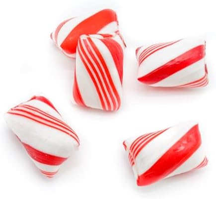 Peppermint Candy Bulk 2 lb – Red and White Mints Twists, Individually Wrapped, Natural, Gluten Free, Vegan Friendly
