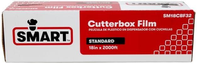 SMART Clear Cling Film Wrap with Cutterbox, SM18CBF32, 18" x 2000' x Standard 32 Gauge | 1/Each