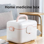 Pill Box Storage Box Household Large-Capacity Family-Mounted Portable First-aid Kit Smart Medicine Medical Box Multi-Layer Multi-Layer (Color : Pink)