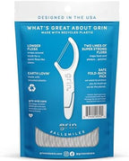 GRIN Double Flosspyx, Floss Picks, 75 Count, Dental Flossers, Minty Flavor, Recycled Plastic, 2 Lines of Strong Floss, Longer Floss Head, Traps Food and Plaque, Includes Safe Soft Fold-Back Tooth Pick
