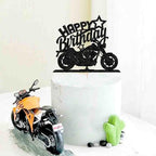 Happy Birthday Cake Topper Black Flash Motorcycle Party Decoration Birthday Party Cake Decoration
