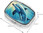 Ocean Dolphin Looking At You 1 Print Square Metal Pill Box Decorative Pill Case - Carry Your Meds in Style (Rectangular)