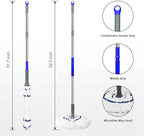 Self Wringing Floor Cleaner with 52.5 Inch Long Handle, Heavy Duty Wet Mop for Hardwood, Tile, Vinyl, Laminate Floors (White)
