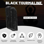 Raw Black Tourmaline Rough Crystal with Clear Quartz, Natural Black Tourmaline Crystal and Healing Stones for Tumbling, Decoration, Polishing, Wire Wrapping, Wicca & Reiki 2PCS