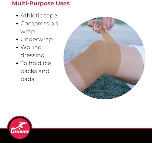 Cramer Eco-Flex Self-Stick Stretch Tape, Beige, 2" x 6 yds, Cohesive Athletic Bandage, Athletic Trainer Flexible Sports Underwrap, Easy Tear Vet Wrap for Pets, Self Adhesive Bandage Roll, 24 Rolls