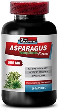 Asparagus Young Shoots Capsules - Asparagus 600 MG - Young Shoots Extract - Asparagus - Asparagus Seeds - Asparagus Pills - antioxidant Supplement - Asparagus Root Extract - 1 Bottle 60 Capsules