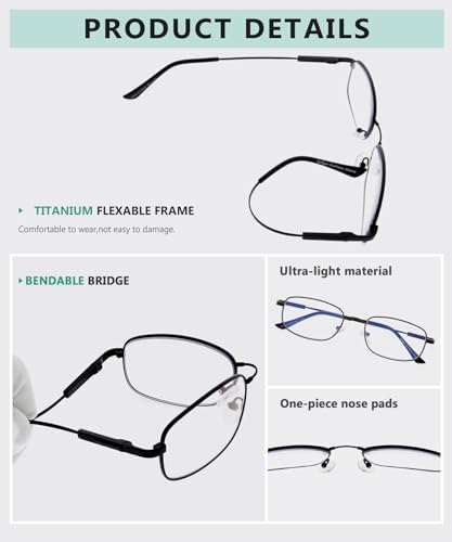 Eyekepper UV Protection Progressive Reading Glasses 3 Levels Multifocus Readers Men Women Bendable Memory Frame (Gunmetal, +2.50)