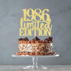 Limited EDITION 1986 cake topper 40th birthday happy birthday cake topper men and women cheer 40 years old handmade gold glitter cake decoration (1986）