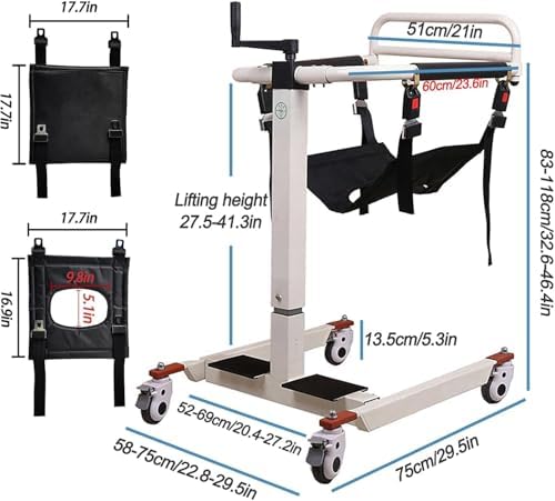 Patient Lift Transfer Chair, Patient Lift for Home, Patient Transfer Lift Wheelchair, Wheelchair Lift for Car, Lightweight Bedside Bathroom Wheelchair for Elderly, 275lbs