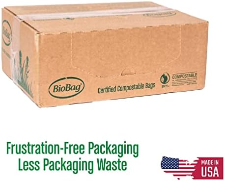 BioBag (USA) The Original Compostable Bag, 48 Gallon, 80 Count, 100% Certified Compostable Trash Bag Liners for Food Waste, Extra Strong and Durable, Trash Bag