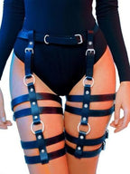 COSYDAYS Black Leg Harness Leather Thigh Garter Belt Punk Leg Straps for Women