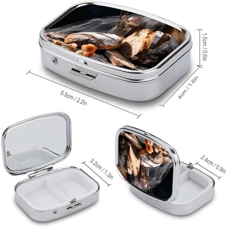Pill Case for Purse & Pocket Pill Box 2 Compartment Medicine Pill Organizer Bread in Bakery Portable Travel Pillbox Medicine Vitamin Cod Liver Oil Storage Box