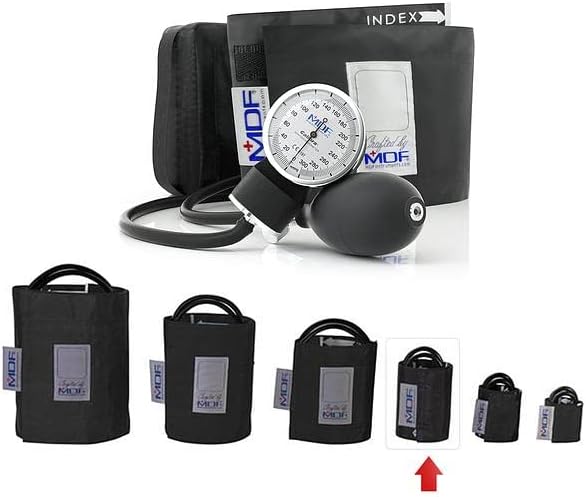 MDF Instruments, Calibra Aneroid Premium Professional Sphygmomanometer + MDF® Latex-Free Pediatric Replacement Blood Pressure Monitor Cuff - Double Tube