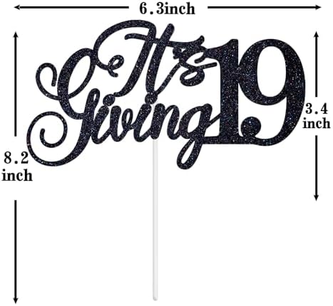 It's Giving 19 Cake Topper, Bruh I'm 19, Hello 19, Death to My Teen, Funny 19th Birthday Party Decorations Supplies for Boys Girls, Black Glitter