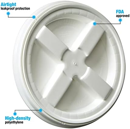 Gamma Seal Lids for 2 Gallon Buckets – Pack of 6 White Gamma Lids – Food Grade BPA Free Reusable, Made in USA