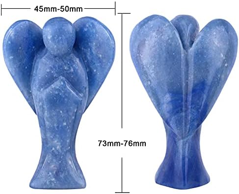 rokcloud Blue Aventurine Hand-Carved Healing Crystal Gurdian Angel Figurine Reiki Pocket Stone for Meditation Home Office Decor 3 Inch