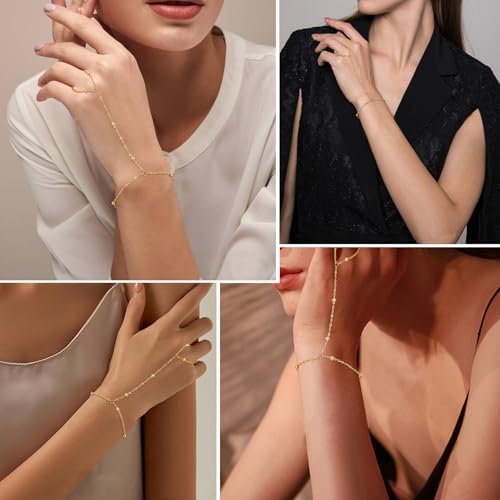 Gold Silver Bracelets for Women Waterproof Jewelry Sets Trendy Thin Dainty Stackable Cuban Link Paperclip Chain Bracelet Pack Fashion Accessories Gifts for Women