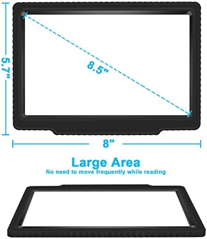 5X Full-Page Magnifying Glass for Reading, Black, Lightweight, 5.7" x 8" Viewing Area, 5X Magnification, Optical-Grade Lenses