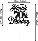 Rsstarxi 1 Pack Happy 70th Birthday Cake Topper Black Glitter 70 & Fabulous Cheers to 70 Years Old 70th Birthday Cake Pick for Celebrating 70th Birthday Anniversary Party Cake Decorations Supplies