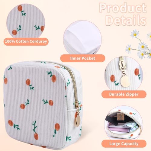 2-Pack Period Bag for Women Girls, Portable Corduroy Sanitary Napkin Storage Bag Period Pouch Small Coin Purse with Zipper, Sanitary Pads Change Pouch Tampons Holder for First Period